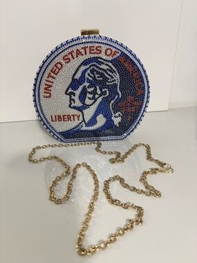 Stunning Rhinestone Washington Quarter Clutch Purse Unique.